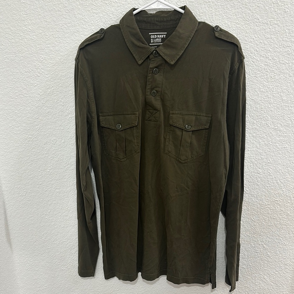 Old Navy Green Casual Button Down Shirt Relaxed Fit
